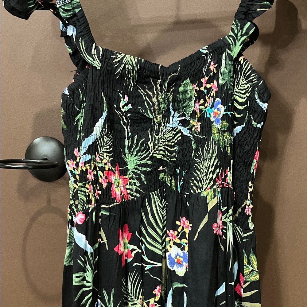 Floral Black Maxi Dress with Side Slit - Picture 2 of 6